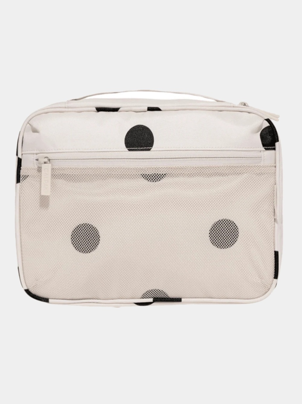 EUC Calpak Tablet Tech Organizer in Cream and Black Polka Dot